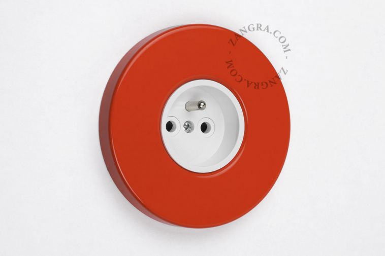 red simple flush mount socket