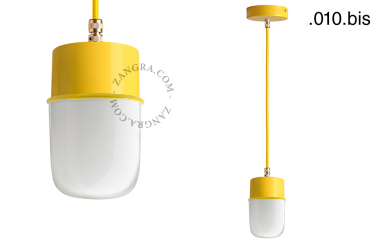 yellow pendant light with glass shade