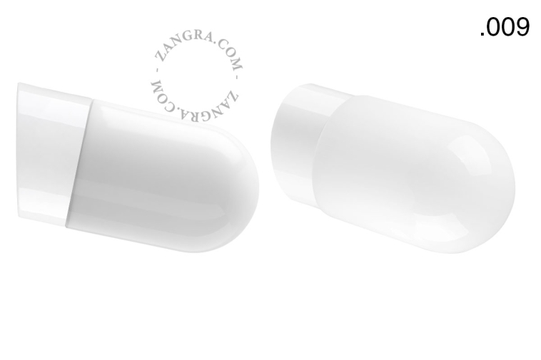 White porcelain wall light with glass lampshade.