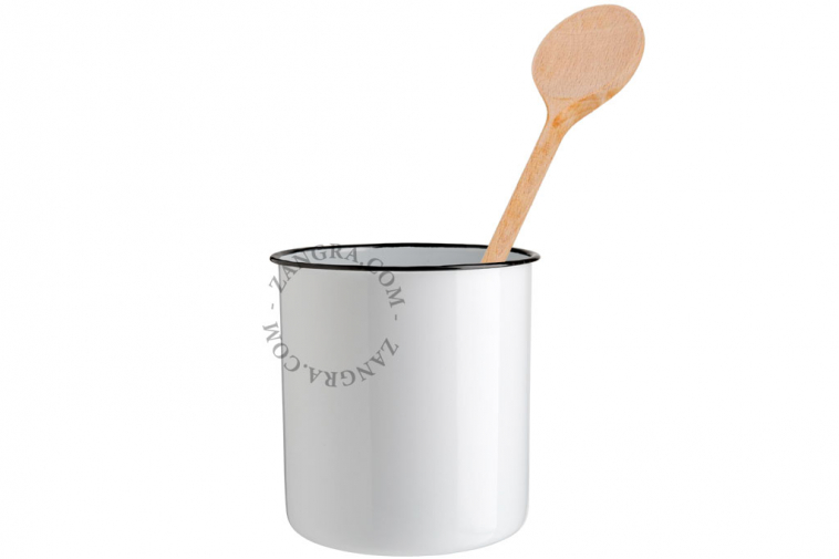 White enamel utensil pot