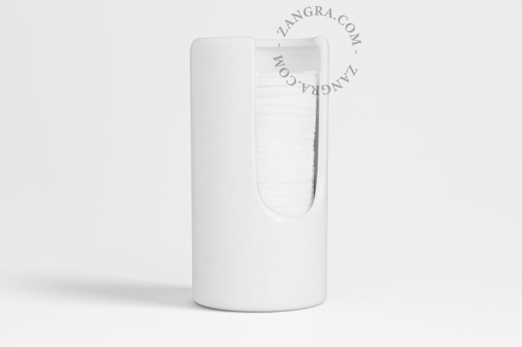 white ceramic cotton pad dispenser