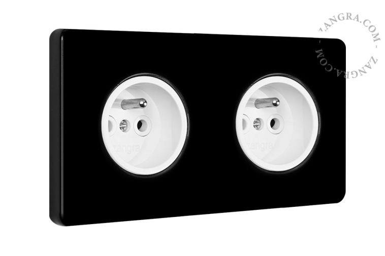 double flush mount black porcelain outlet