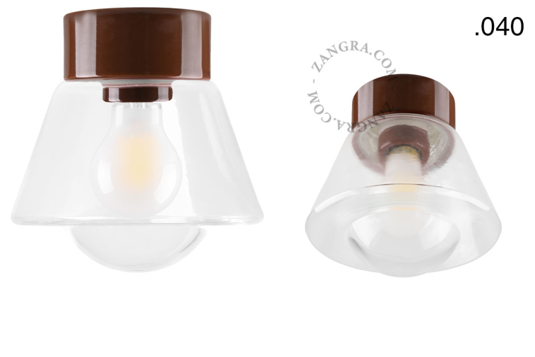 Bruine, porseleinen lamp.