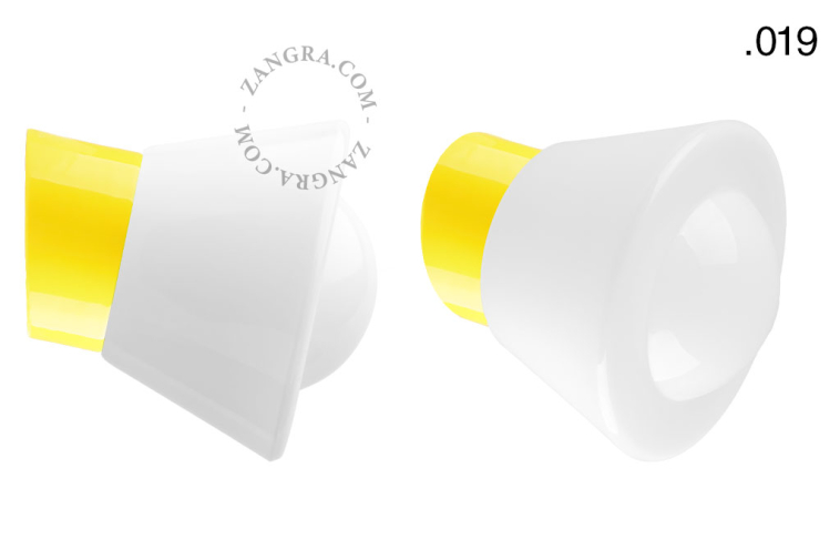 Yellow porcelain wall light with glass lampshade.