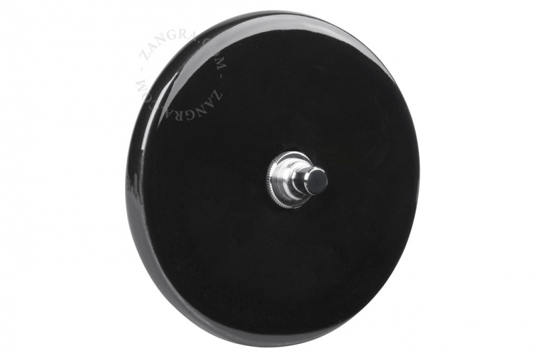 black porcelain switch - nickel-plated pushbutton