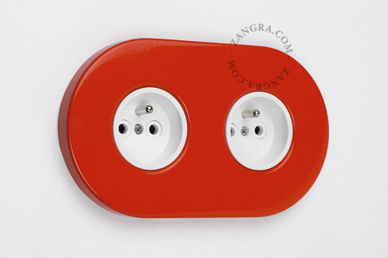 red double flush mount socket