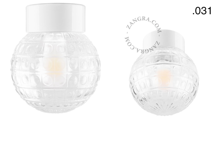 White porcelain lamp with glass lampshade.