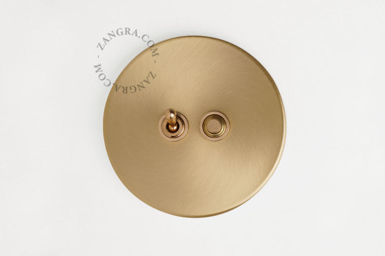Brass switch with brass toggle & pushbutton.