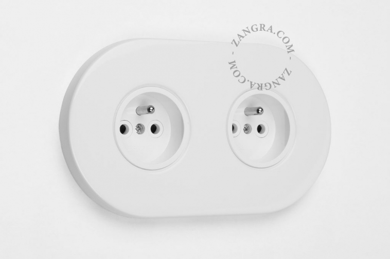 Paleis Zilver Bedrijf Witte dubbele stopcontacten van belgisch merk | zangra