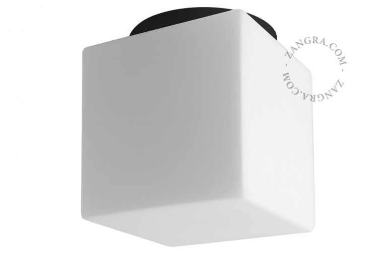 Lampe cubique en verre Ø 18,4 cm pour salle de bain ou extérieur.