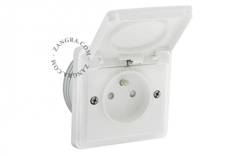 White outlet with lid - type E.