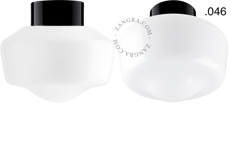 Czarna porcelanowa lampa ścienna lub sufitowa okrągła - retro.