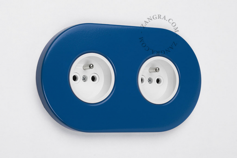 Opblazen Sneeuwwitje Pakket Blauwe dubbele stopcontacten van belgisch merk | zangra