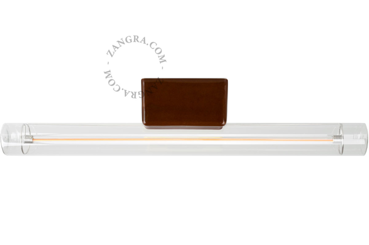 Lampe Linestra S14d en porcelaine marron.