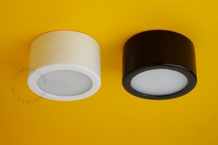 White porcelain surface mounted spotlight.