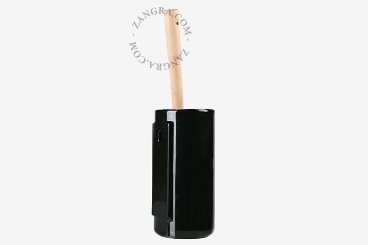 Porte-brosse de toilette en porcelaine noire.
