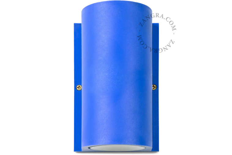 Blauwe up & down lamp.