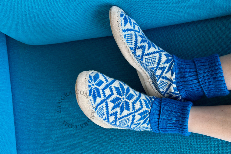 Blue Nordic slippers from the zangra brand.