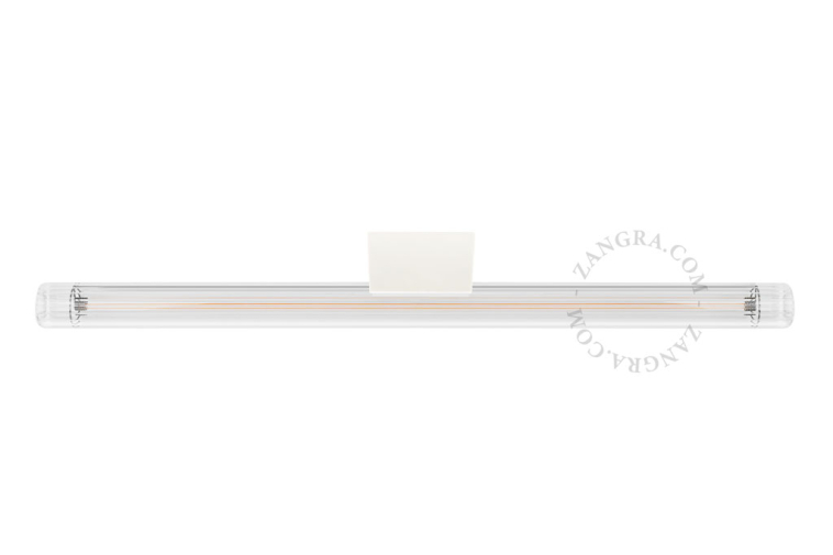 White Linestra S14d lamp with ribbed glass.