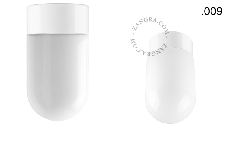White porcelain lamp with glass lampshade.