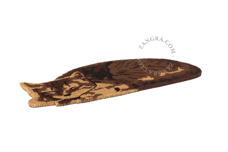 Doormat coir sleeping cat