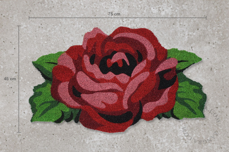 Red rose coir doormat.