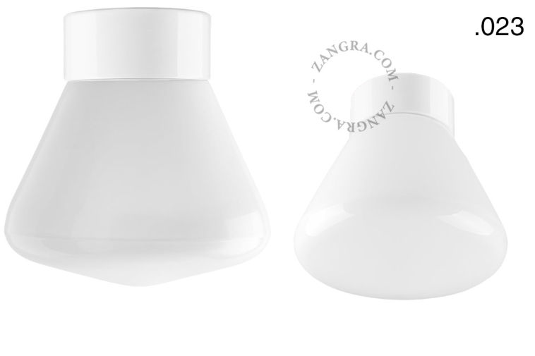 White porcelain lamp with glass lampshade.