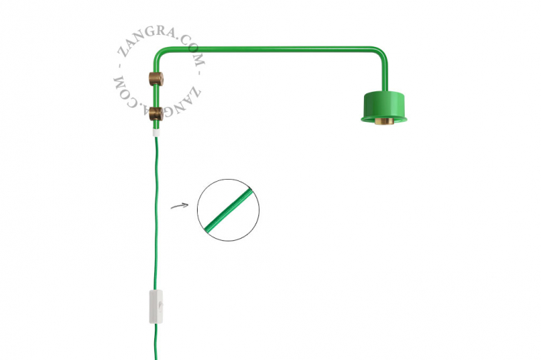 green replacement base for a swing arm wall light