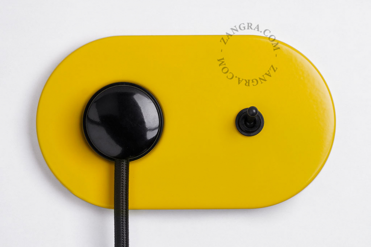 yellow flush mount outlet & two-way or simple switch - black toggle