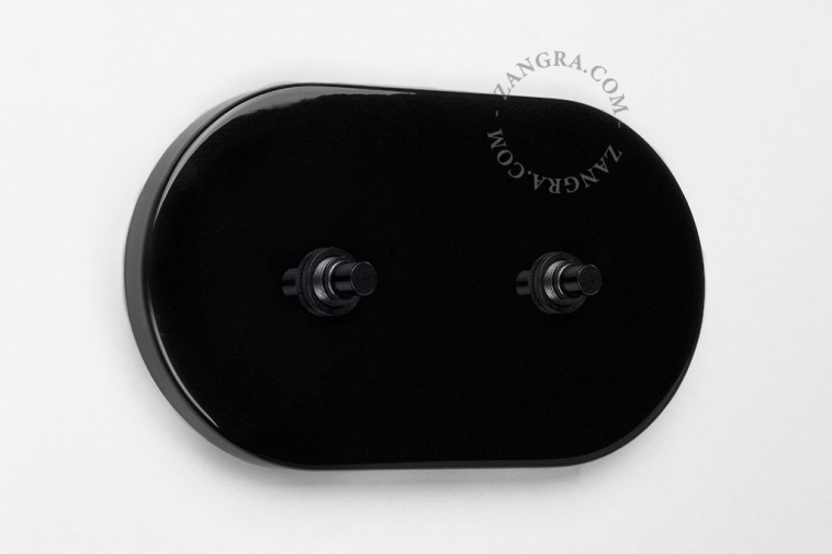 interrupteur noir avec 2 boutons-poussoirs en laiton noir