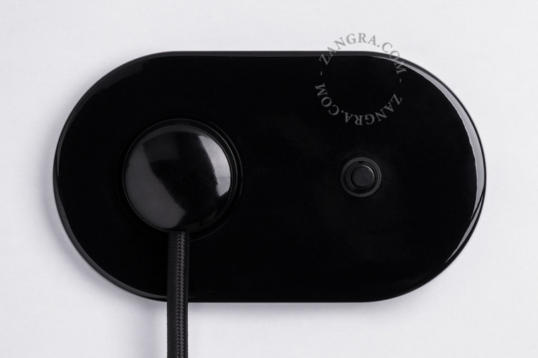 black flush mount outlet & switch – black pushbutton