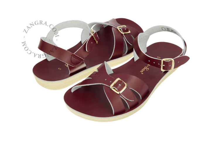 Soft sole red wine Salt Water sandals.