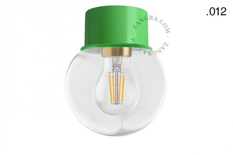 green ceiling light with glass shade