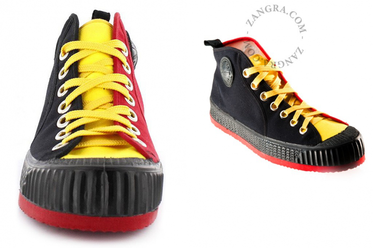 Retro black, yellow and red sneakers