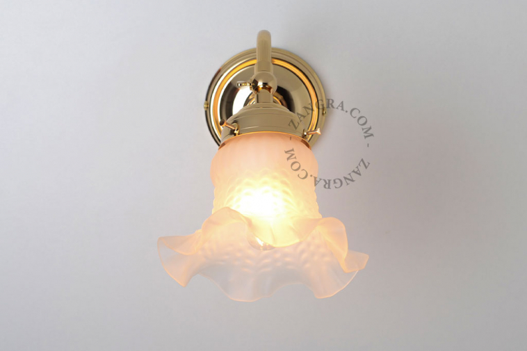 Tulip wall lamp with satin glass diffuser.