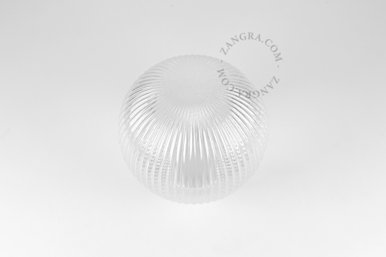 Pantalla de lámpara de vidrio transparente acanalado.