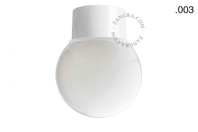 white ceiling light with glass shade
