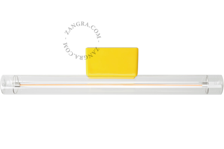 S14d Linestra-lampe i gult porcelæn.