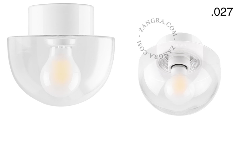 White porcelain lamp with glass lampshade.