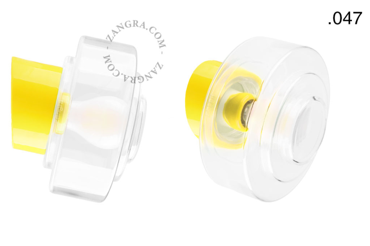 Yellow porcelain wall light with glass lampshade.