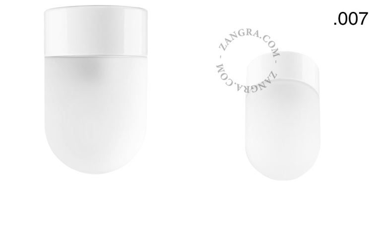 White porcelain lamp with glass lampshade.