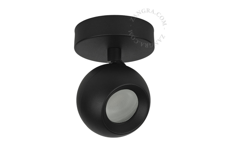 Surface-mounted adjustable LED spotlight for outdoor lighting.