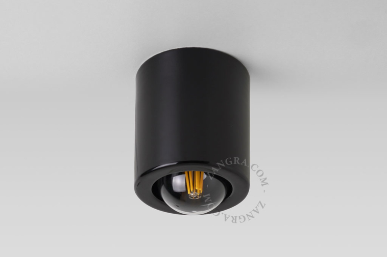 Foco downlight LED porcelana negra.