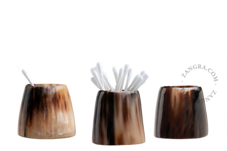 cotton bud jar made of cow horn