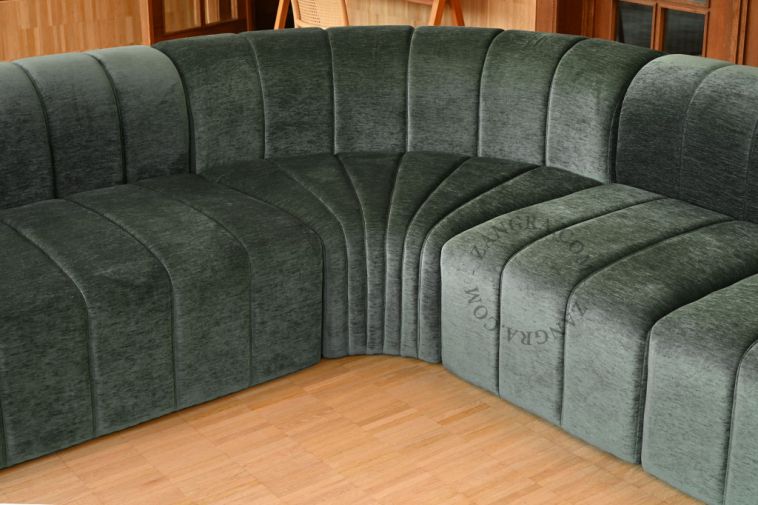 L-shape velvet sofa with chaise longue.