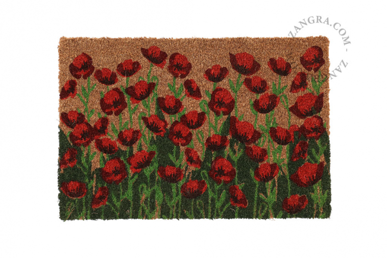 coir doormat with poppies
