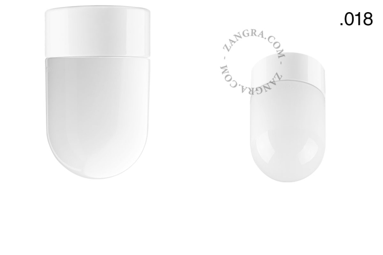 White porcelain lamp with glass lampshade.