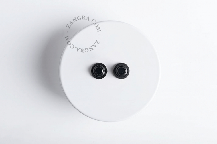 White round double black pushbuttons