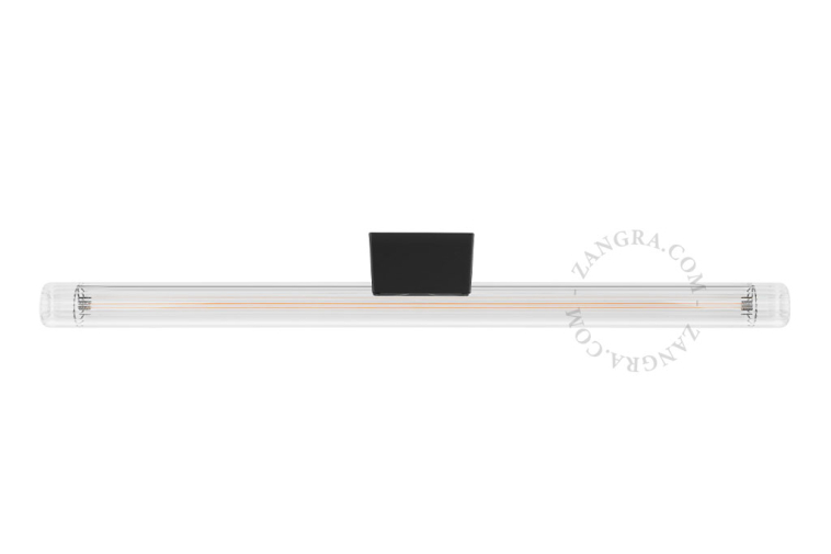 Black Linestra S14d lamp with ribbed glass.