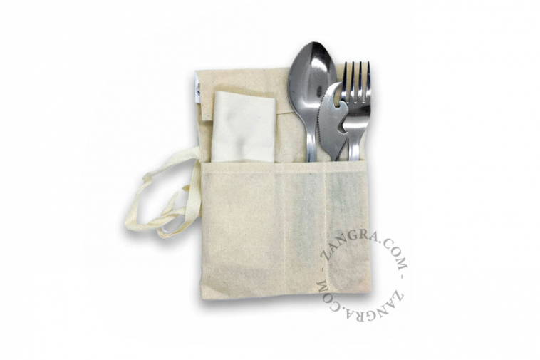 travel cutlery set stainless steel cotton